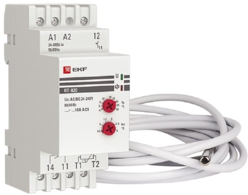 Реле температуры электронное на DIN-рейку EKF RT-820 от -5 до +40 град. с выносным датчиком фото Реле температуры электронное на DIN-рейку EKF RT-820 от -5 до +40 град. с выносным датчиком картинка